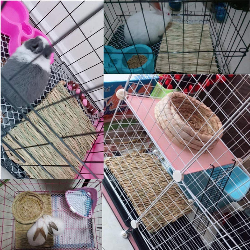 Hamiledyi Grass Mat Woven Bed Mat for Small Animal Large Bunny Bedding Nest Chew Toy Bed Play Toy for Guinea Pig Parrot Rabbit Bunny Hamster Rat 4L grass - BeesActive Australia