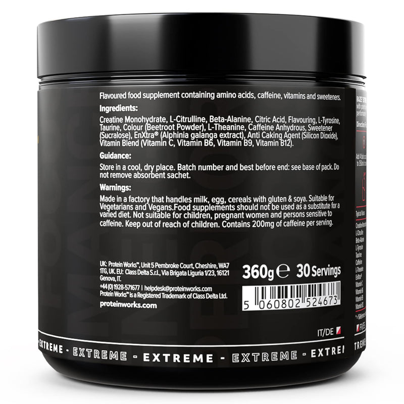 Protein Works - Raze Extreme Pre Workout Powder Creatine, Caffeine & Beta Alanine Energy Drink Watermelon 30 servings - BeesActive Australia