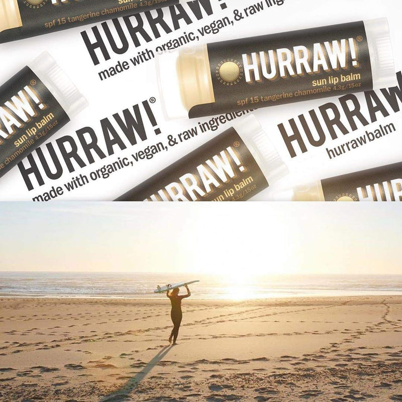 Hurraw! Sun Lip Balm (Zinc Oxide Protection, Broad Spectrum SPF 15, Tangerine, Chamomile), 2 Pack: Organic, Certified Vegan, Gluten Free. Non-GMO, All-Natural. Bee, Shea, Soy & Palm Free. Made in USA - BeesActive Australia