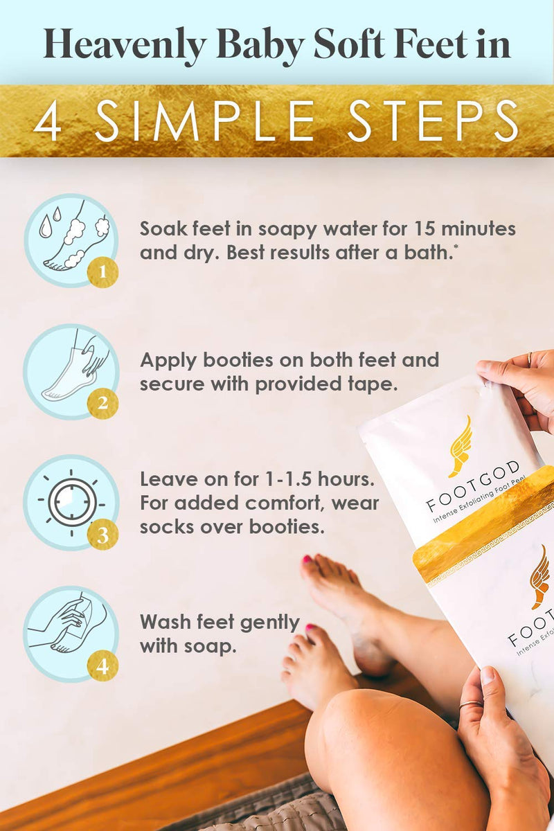 FootGod Exfoliating Foot Peel: Reveal Baby Smooth Feet, Moisturizing Aloe Gently Helps Peel Dead Skin, Eliminate Calluses with Luxury Skincare Technology - BeesActive Australia