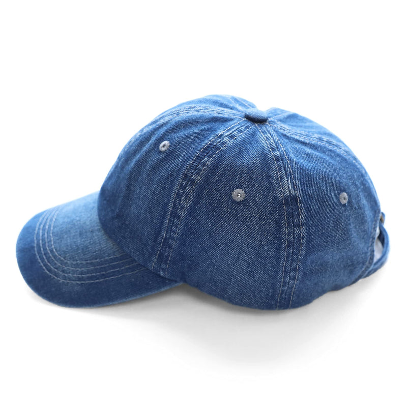 Dubinik Washed Distressed Cotton Denim Criss-Cross Ponytail Hat Baseball Cap Bundle Hair Tie Denim Blue-q - BeesActive Australia