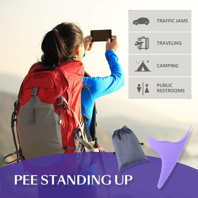 v cool livat Travel Female Urination Device - 2 Pack Reusable Silicone Portable Lady Urinal Pee Funnel Pee Urine Cups Standing Up Camping Outdoor Drawstring Discreet Carry Bag - BeesActive Australia