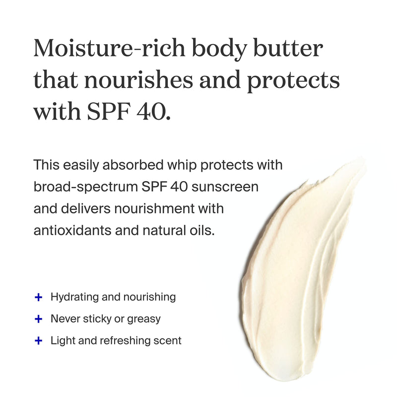 Supergoop! Body Butter with Sea Buckthorn SPF 40, 5.7 fl oz - Reef-Safe, Hydrating Body Cream For Dry Skin with Broad-Spectrum UV Protection - Hints of Eucalyptus, Clove & Vanilla - BeesActive Australia