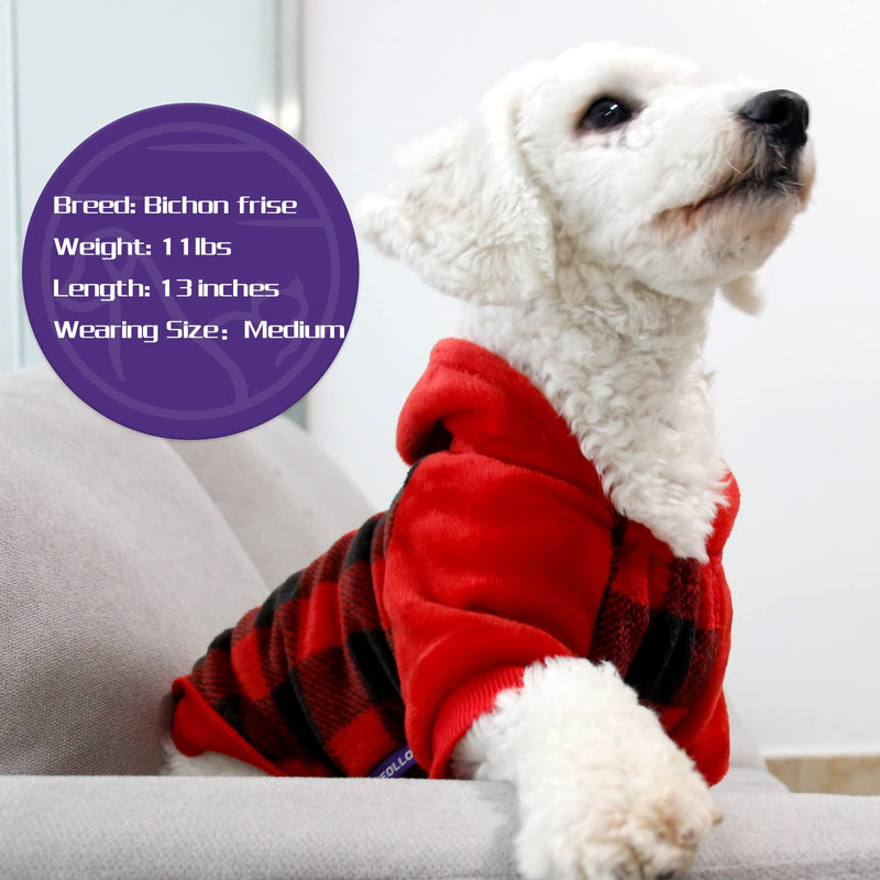 cyeollo Dog Coat Buffalo Plaid Dog Winter Coat Flannel Dog Sweatshirt Cold Weather Coats New Year Dog Clothes for Small Medium Dogs XX-Large With Hat (Red） - BeesActive Australia