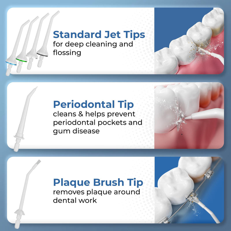 Water Dental Pick for Teeth: High-Power Cordless Water Flosser, Oral Irrigator, Water Jet for Plaque Removal, IPX7 Waterproof, Rechargeable, 4 Teeth Cleaning Modes with Sensitive Mode for Gentle Gums White - BeesActive Australia