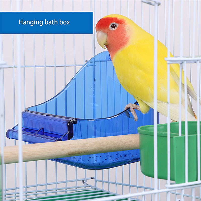 GURECOD Plastic Bathtub Bird Accessories Hanging Bird Cage Shower Food Containers Bird Bathing Small Birds, Canaries, Budgerigars, Parrots Blue - BeesActive Australia