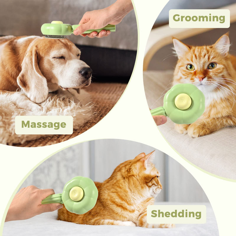 OurMiao Sunflower Cat Dog Brush for Shedding, Dog Hair Brush, Pet Grooming Brush for Short Long Haired Dogs Cats Rabbits (Green) Green - BeesActive Australia