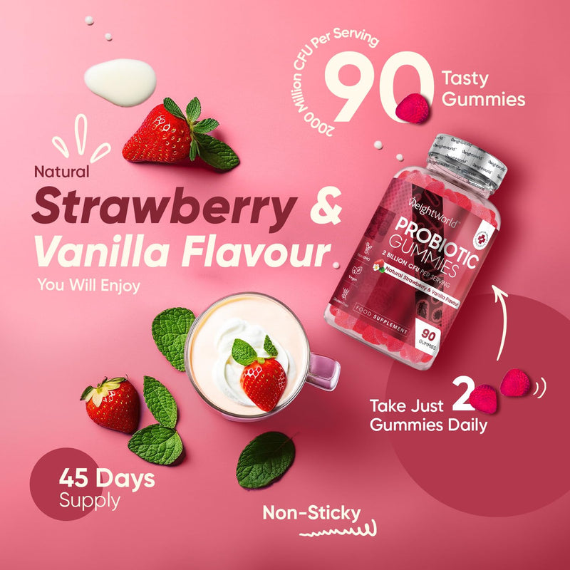 Probiotic Gummies with Prebiotic - 90 Tasty & Vegan Gummies - 2000 Million CFU - Spore-Forming Bacillus Coagulans & Inulin - Gut-Friendly Pre and Probiotics - Digestion Supplement for Women & Men - BeesActive Australia