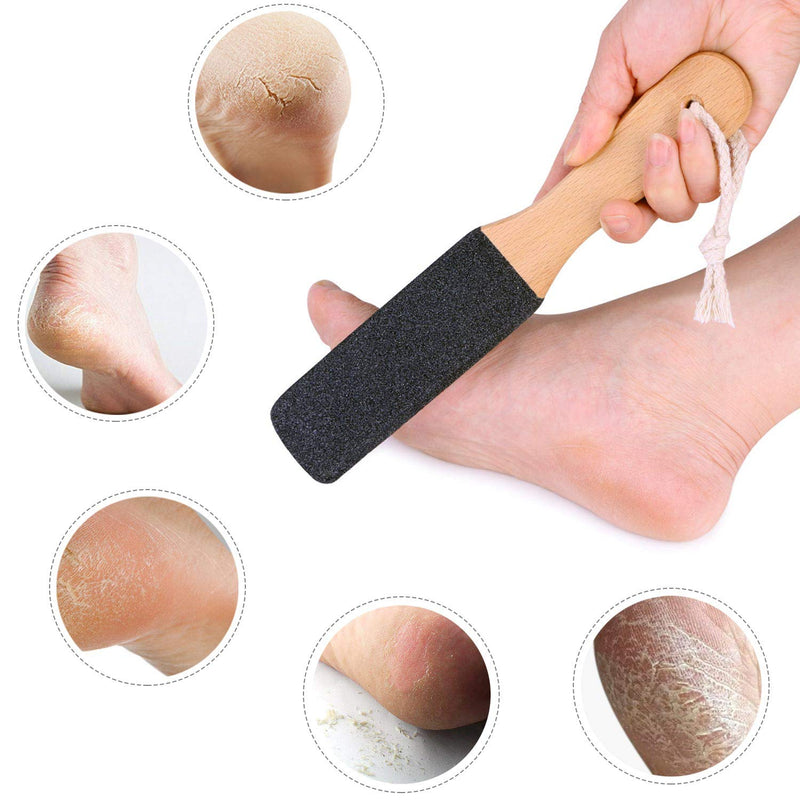 2 Pcs Foot File Callus Remover Heel Grater Wooden Handle Foot Scrubber Pedicure File Foot Filer for Dead Skin Professional - BeesActive Australia