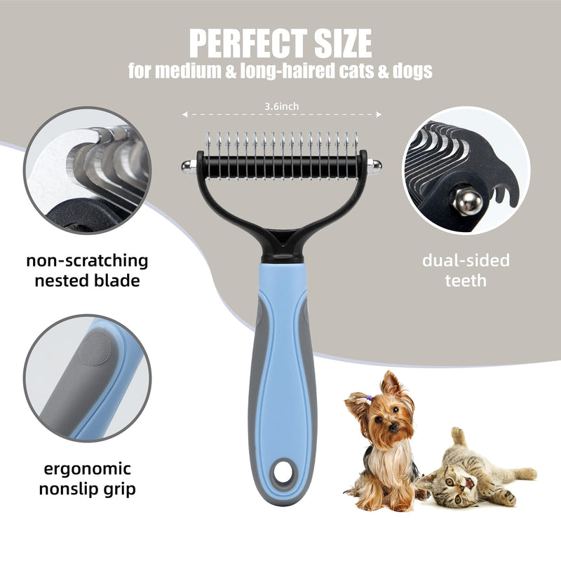WOBEVB Pet Grooming Brush - Deshedding Brush, Double Sided Shedding and Dematting Undercoat Rake Comb for Dogs and Cats, Deshedding Tool for Grooming - BeesActive Australia