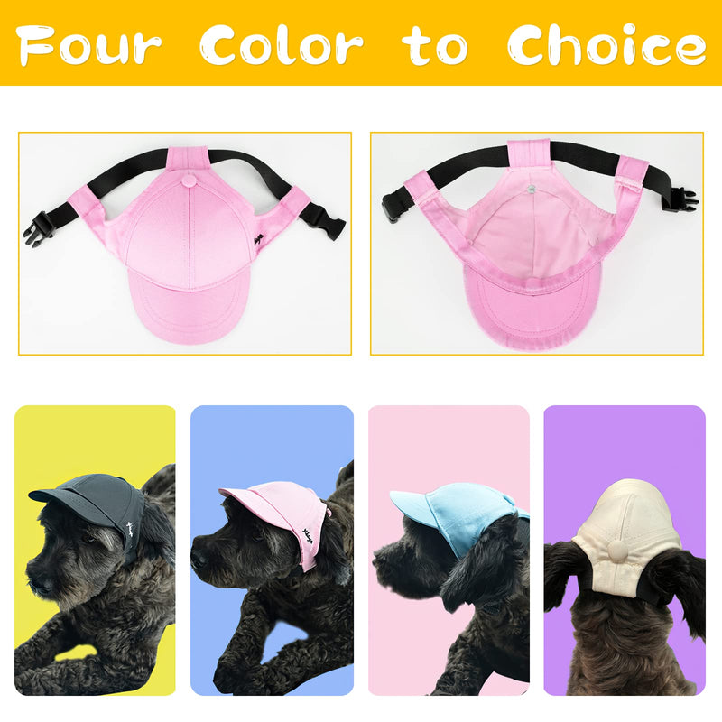 Yikeyo Dog Hat for Small Dogs Dog Sun Hats with Ear Holes, Pet Puppy Baseball Cap for Summer Dog Visor Caps Pink - BeesActive Australia