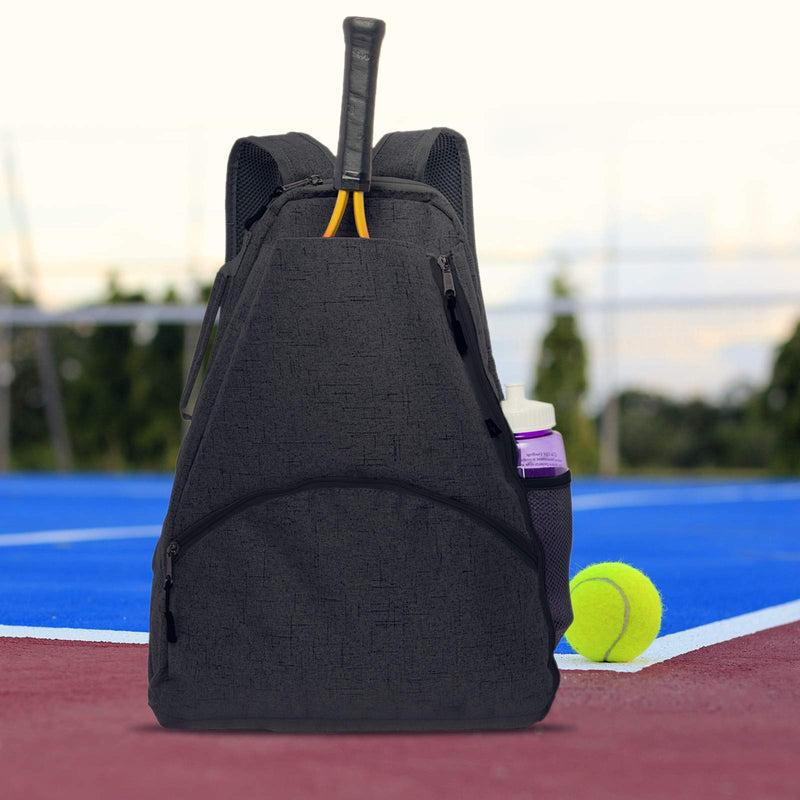 LISH Men's Court Advantage Tennis Backpack - Racket Holder Sport Bag for Tennis, Racquetball, Squash Black - BeesActive Australia