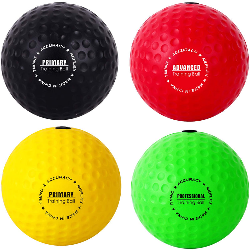 YMX BOXING Ultimate Reflex Ball Set - 4 React Reflex Ball Plus 2 Adjustable Headband, Great for Reflex, Timing, Accuracy, Focus and Hand Eye Coordination Training for Boxing, MMA and Krav Mega Black/Yellow/Red/Green - BeesActive Australia