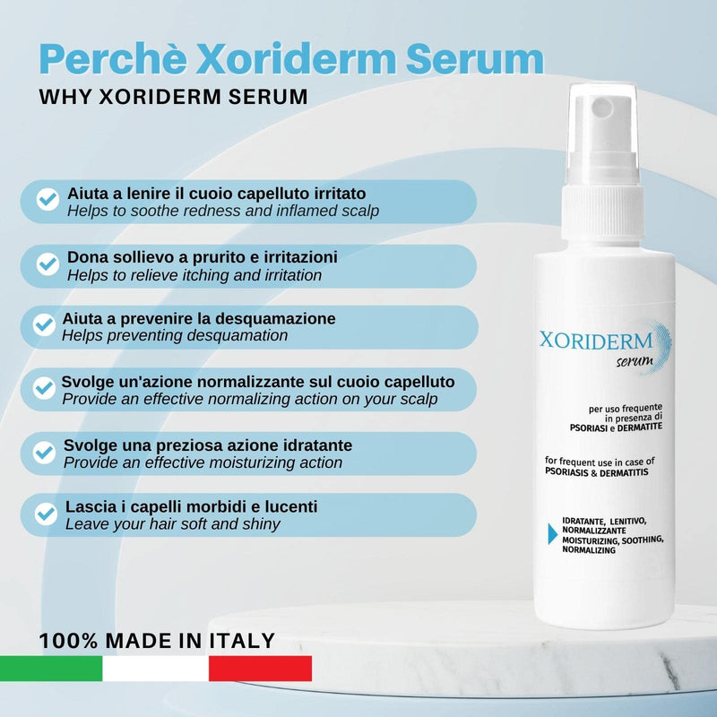 Xoriderm Serum Lotion helps in presence of Psoriasis and Dermatitis of the scalp. Soothing, moisturizing and rebalancing action. - BeesActive Australia