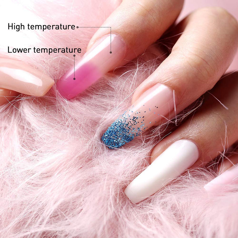 Modelones Poly Nail Gel Kit Enhancement Builder Temperature Color Changing Acrylic Extension with Slip Solution Trial Professional Technician All-in-One French Kit NUDE - BeesActive Australia