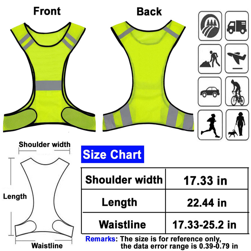 Reflective Night Running Vest with Adjustable Strap & Breathable Holes, Ultrathin Lightweight Safety Vest with 360° High Visibility for Running, Jogging, Cycling, Hiking, Walking, Yellow - BeesActive Australia