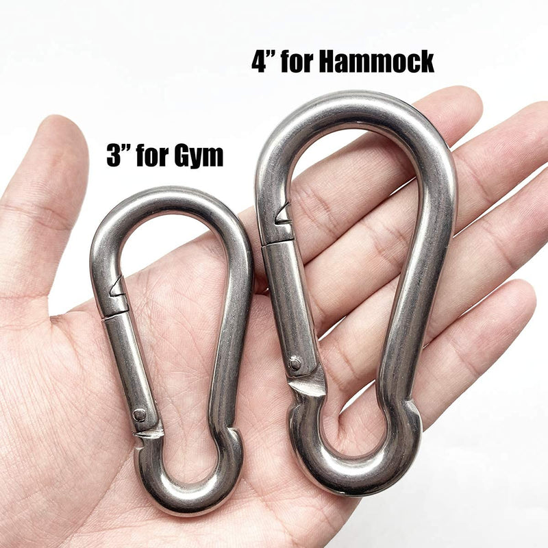 3.15 Inches 4 Inches Stainless Steel Carabiner for Gym Equipment Connection, EFFIET Heavy Duty Spring Snap Hook Clips Spring Link Buckle for Gym Exercise, Punching Bags, Fishing, Hiking, Camping - BeesActive Australia