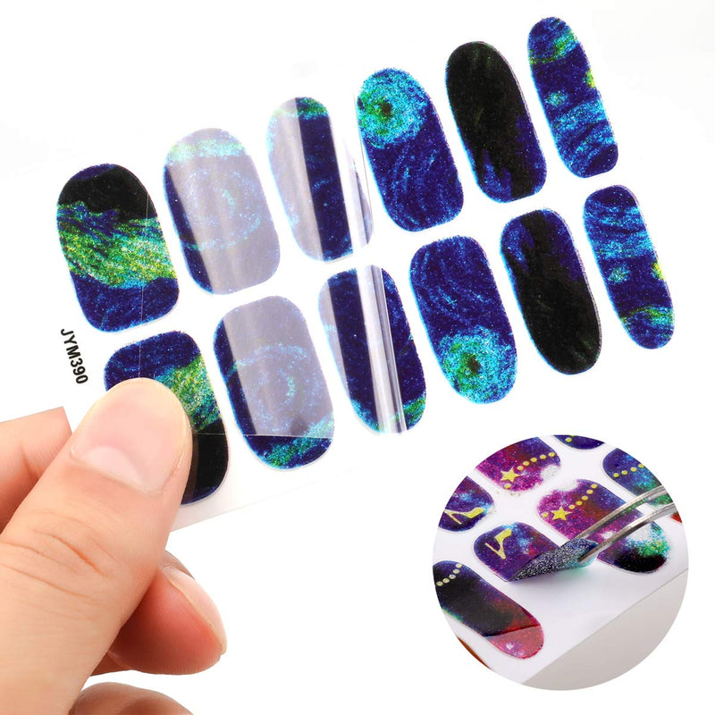 MWOOT Nail Art Wraps Sticker (14 Sheet), Self-Adhesive Nail Decals, Full Nails Wraps Foils for Nail Design Manicure, Nail Decoration Set -Night Sky Styles - BeesActive Australia