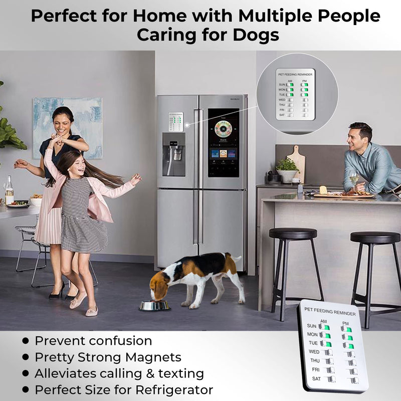 YARKOR Dog Feeding Reminder Magnetic Reminder Sticker,AM/PM Daily Indication Chart Feed Your Pets,Fridge Magnets and Double Sided Tape - Prevent Overfeeding or Obesity Silver - BeesActive Australia