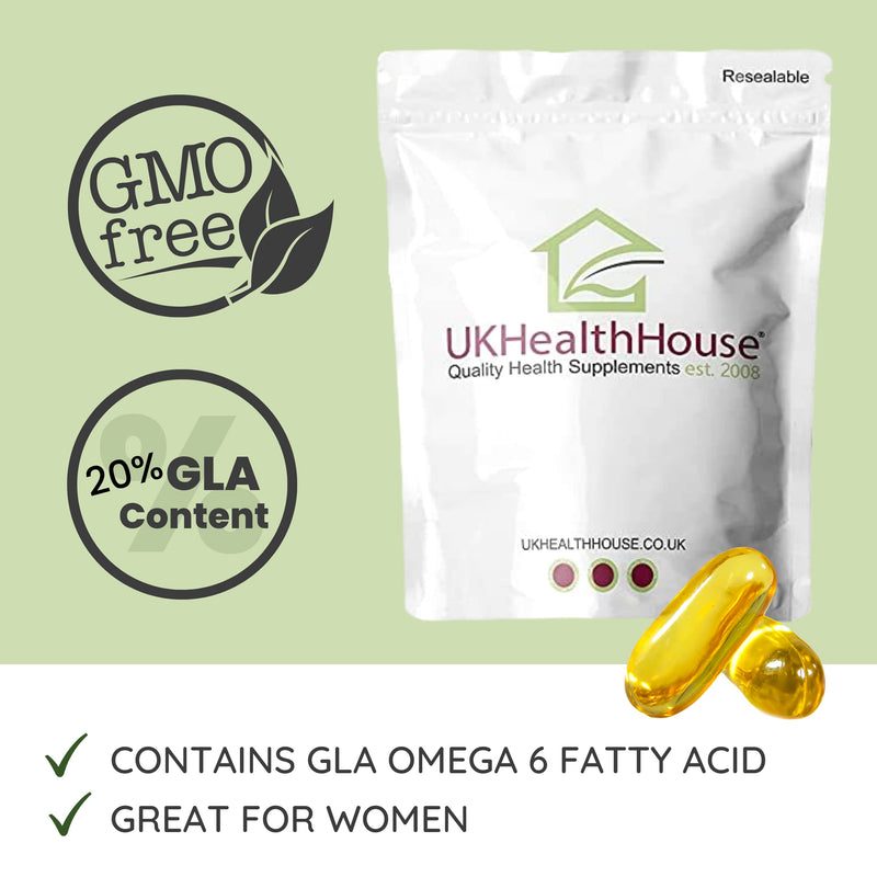 UKHealthHouse Starflower Oil � Borage Oil Capsules, 1000mg x 360 Capsules � 20% GLA Content � High Strength Omega 6 �?Great for Skin, Digestion, Headaches, Women�s Health?& More � 586g 360 Count (Pack of 1) - BeesActive Australia