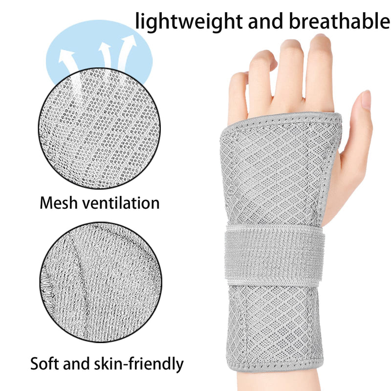 Carpal Tunnel Wrist Support Brace With Metal Splints Stabilizer, Breathable Wrist Splints Help Relieve Joint Pain, Arthritis, Tendonitis, Wrist Fractures/Sprain, Hand Support For Men Women (Right) M Right Hand-Grey - BeesActive Australia