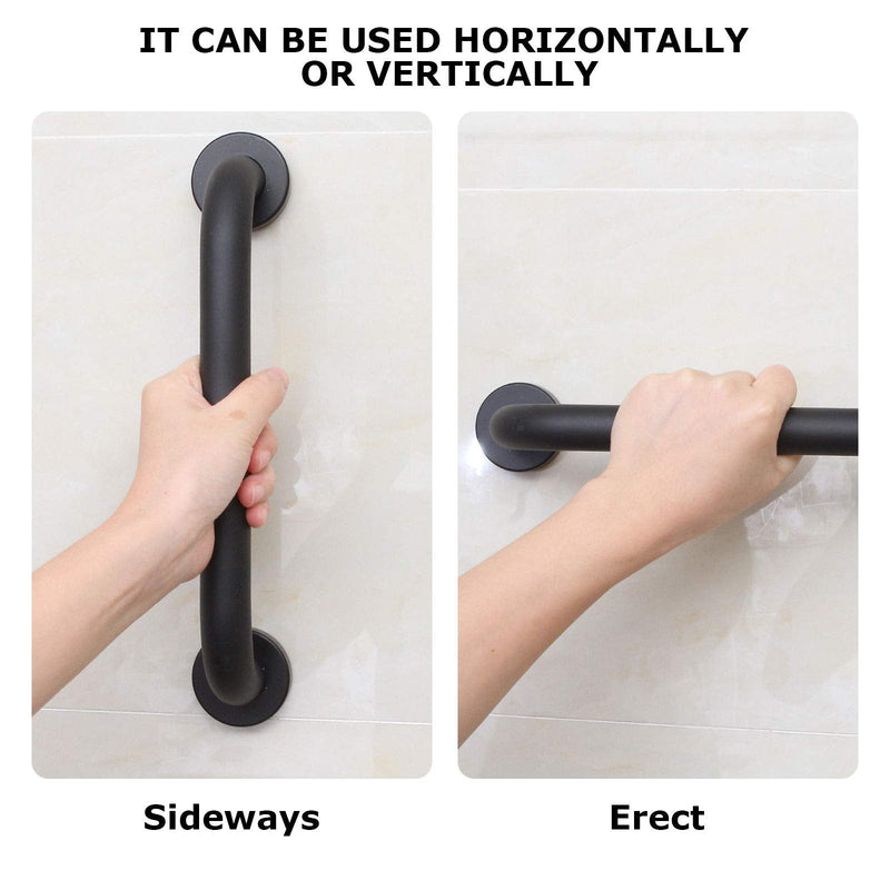 SENENQU 2 Pack Shower Grab Bar, 12 inch / 30cm Space Aluminum Bathroom Grab Rail Safety Handrail Support - Black 30cm / 12 inch - BeesActive Australia