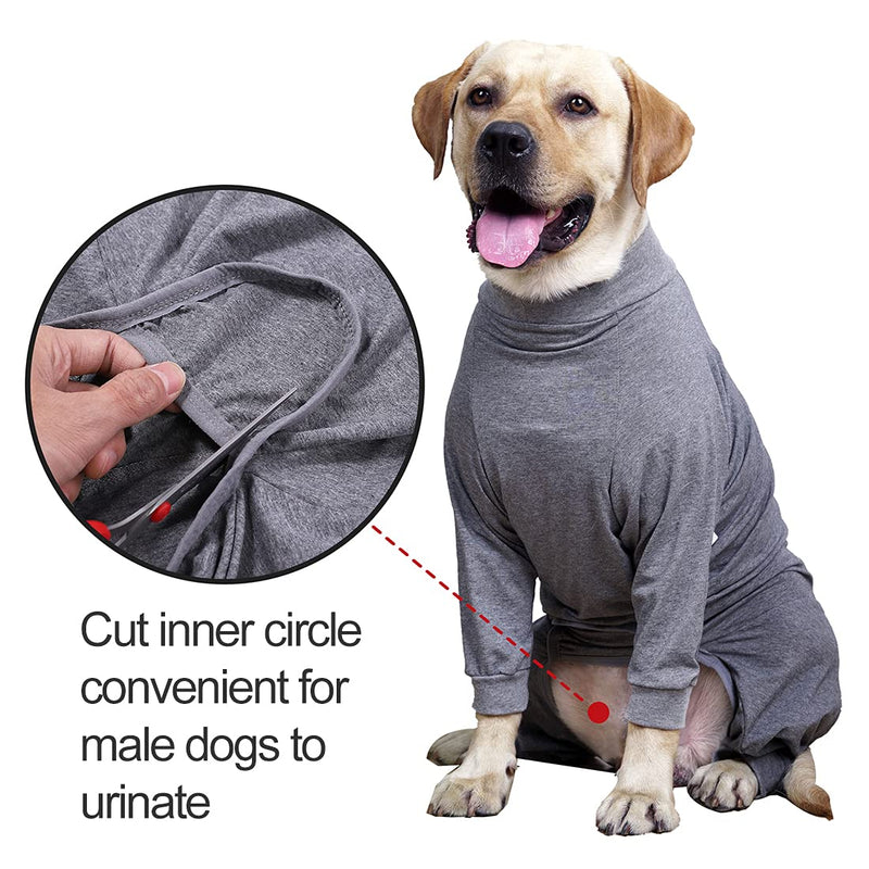 CAVSOIR Dog Recovery Suit E-Collar Alternative Pet Abdominal Wounds Protector Shirt Long Sleeve Dog Pajamas… Jumpsuits for Medium Large Dogs L Grey - BeesActive Australia
