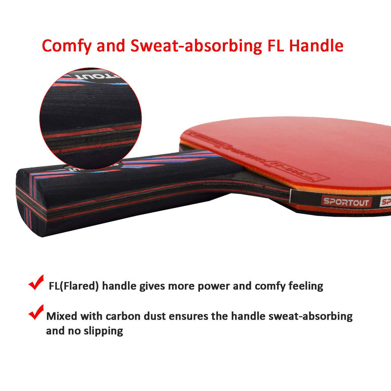 [AUSTRALIA] - Sportout Sriver-He Rubber Table Tennis Paddle, Professional Pingpong Racket with Case, 9-ply Wood and 8-ply Carbon Blade About 210g 