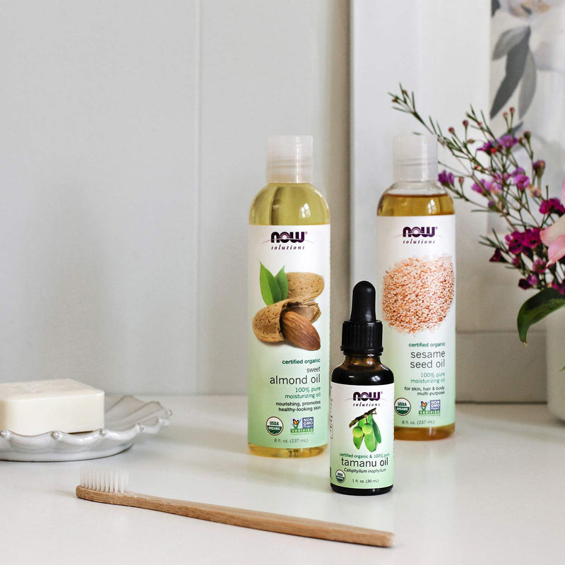 NOW Solutions, Organic Sesame Seed Oil, 100% Pure Moisturizing Oil for Skin and Hair, with Vitamins, Minerals and Phytonutrients, 8-Ounce - BeesActive Australia