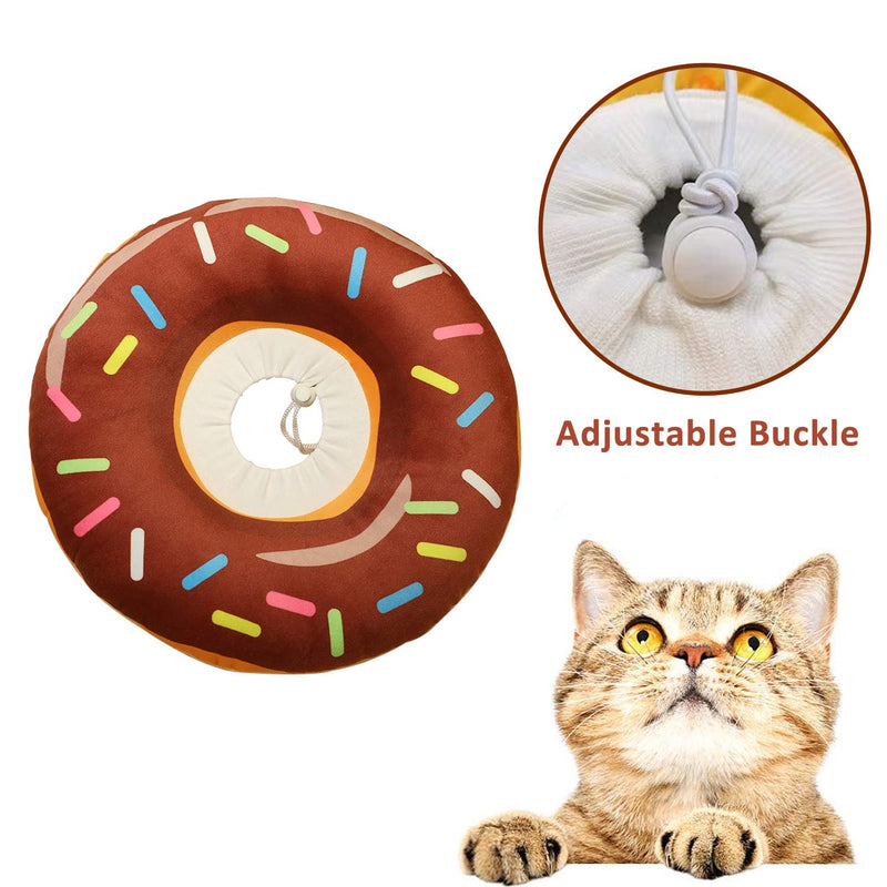 URBEST Cat Recovery Collar, Cute Donut Neck Cone After Surgery, Adjustable Protective Pet E Collar for Wound Healing for Cats, Puppies, Small Breeds Dogs XS Brown - BeesActive Australia
