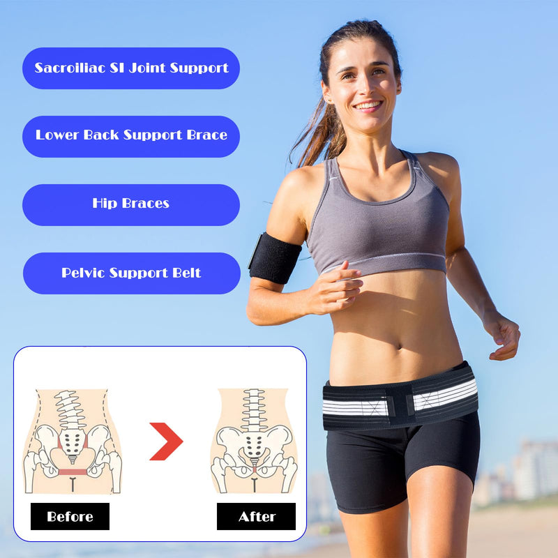 TOAUXUNG Sacroiliac SI Joint Hip Belt,Lower Back Support Brace,Adjustable Pelvic Support Belt,Trochanter Belt for Women,Men Hip Braces Pain Relief Device for Nerve,Lumber(L) Large - BeesActive Australia