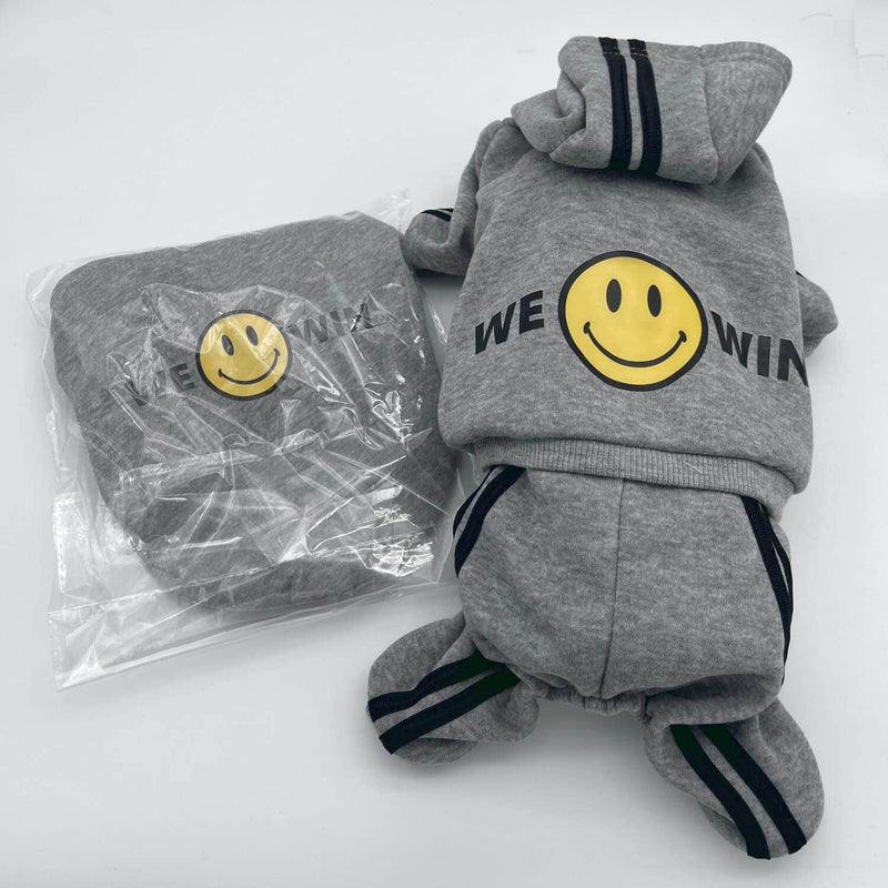 Pet Cat Dog Cute Outfit Clothes Hoodie Jumpsuit Tracksuit Jacket Winter Sweater 4-Legs Style Grey for Puppy Small to Medium Dogs Boy and Girl Large - BeesActive Australia