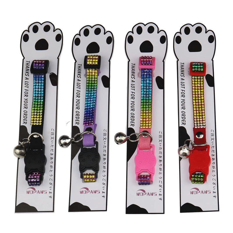 WDPAWS Cat Collar Breakaway Bling Diamond Rhinestone with Bell Adjustable for Cats and Kitten Girl boy Pink - BeesActive Australia