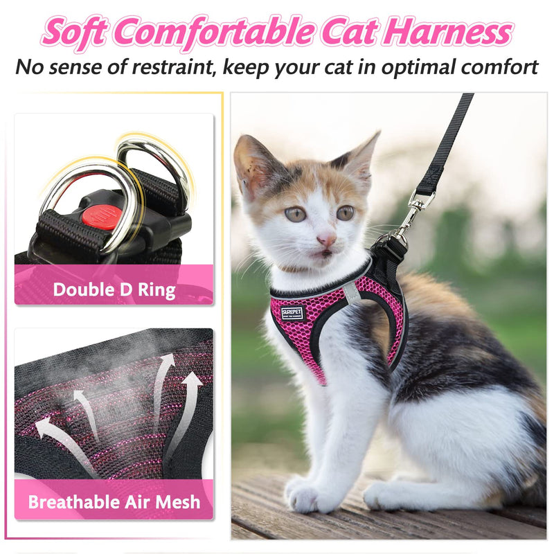 nanappice Cat Harness and Leash for Walking,Escape Proof Saft Adjustable Kitten Vest Harnesses for Cats,Easy Control Soft Breathable Reflective Strips XS Pink - BeesActive Australia