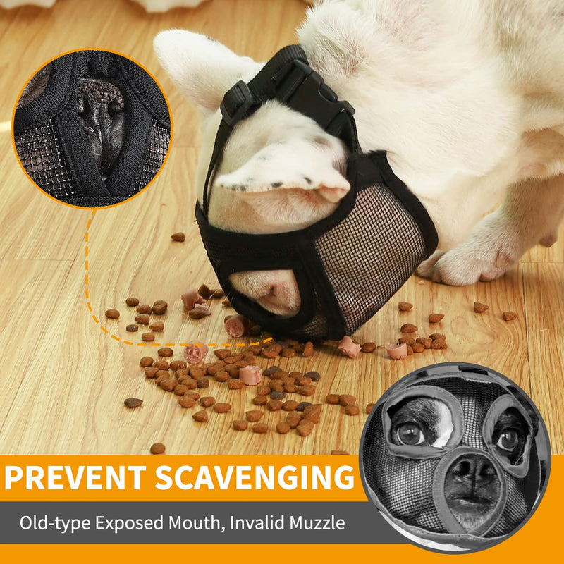 Short Snout Dog Muzzle, Breathable Mesh Flat Faced Muzzle for French Bulldog Shih Tzu and Pug,Mask Bulldog Muzzle for Biting Chewing Licking S Black - BeesActive Australia