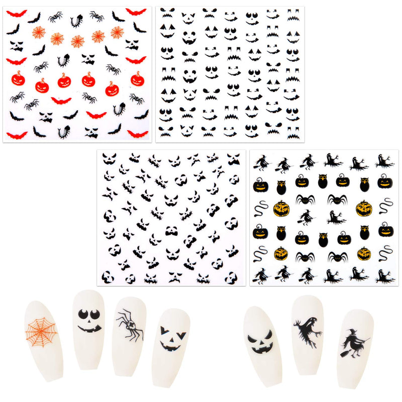 URATOT 16 Sheets Halloween Nail Decals Stickers Art Self-Adhesive Stickers for Halloween Party Nail Salon - BeesActive Australia