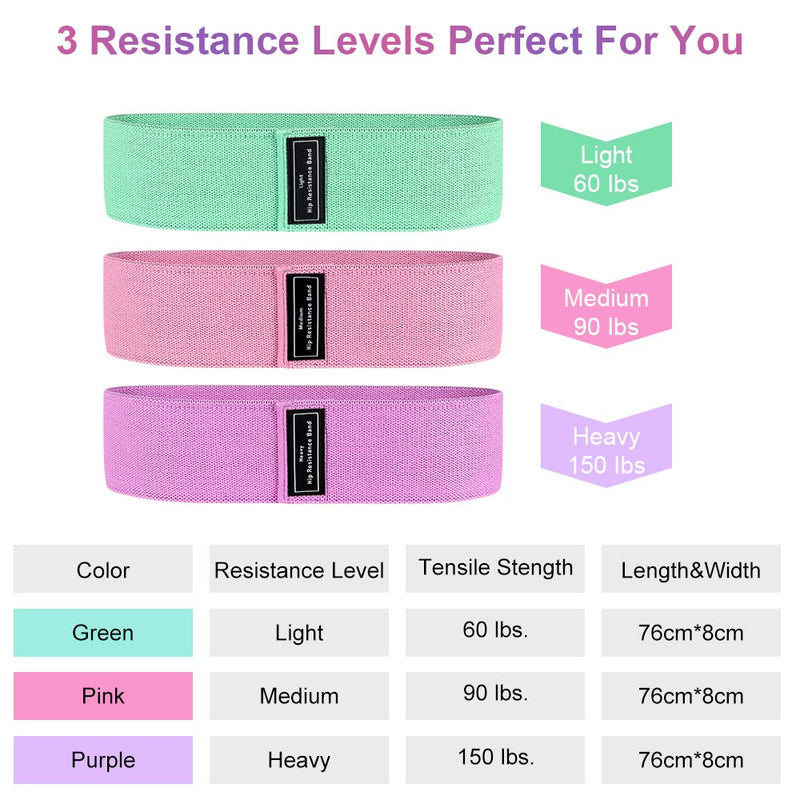 Sindax Booty Bands Resistance Bands for Legs and Butt Exercise Bands with Portable Bag 3 Levels Workout Bands Women Sports Fitness Band Strength Training Glute, Squat, Lunges, Butt Exercise Green,Pink,Purple - BeesActive Australia