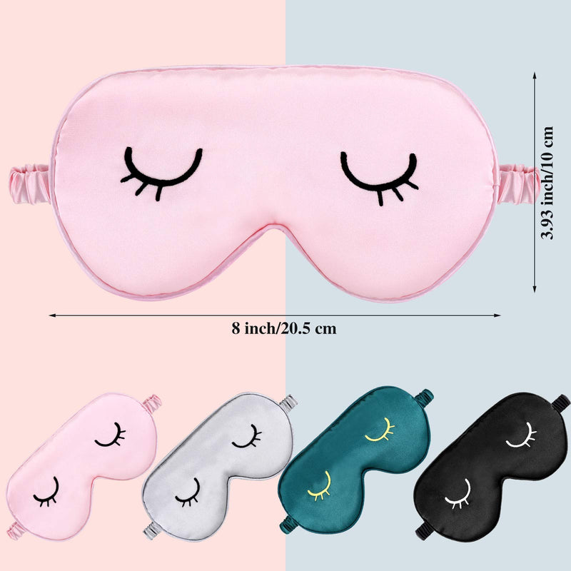 4 Pieces Sleep Eye Masks Silk Sleep Eye Cover Cute Lightweight Adjustable Eyeshade Mask Satin Night Eyeshade Covers for Women Men Sleep Travel Nap - BeesActive Australia