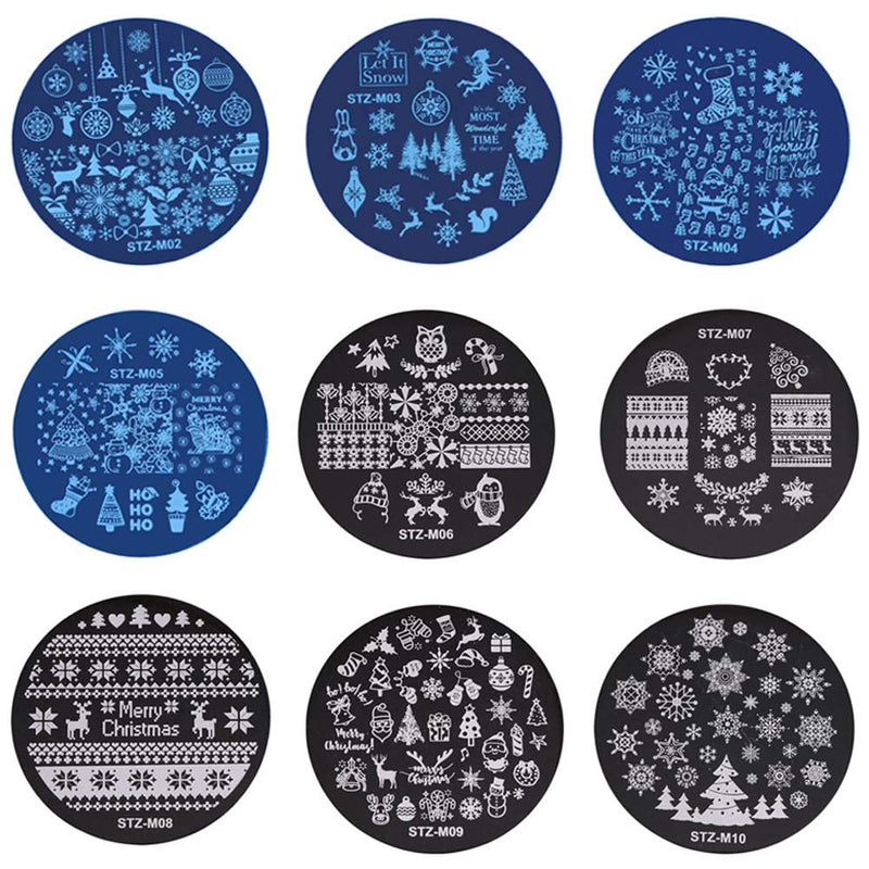 Lookathot 10PCS Nail Art Image Stamp Stamping Plates with 1 Stamper, 1 Scraper Christmas - BeesActive Australia