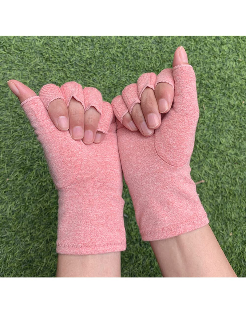Donfri 1 Pairs Arthritis Gloves Fingerless Compression Gloves for Women Men Relieve Symptoms Rheumatoid Osteoarthritis Raynauds Disease Breathable Comfortable Machine Washable (Pink (1 Pair), M) Pink (1 Pair) - BeesActive Australia
