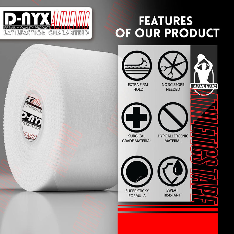 White Athletic Sports Tape 1.5in x 45ft/Roll EXTRA LONG & Very Strong | NO Sticky Residue Easy Tear Tapes for Athlete & Medical Trainers | First Aid Injury Wrap Best for Fingers Ankles Wrist - BeesActive Australia