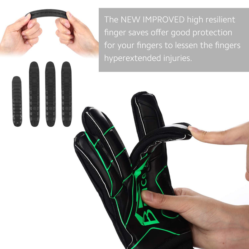 Brace Master Goalie Gloves for Youth & Adult, Goalkeeper Gloves Kids with Finger Support, Soccer Gloves for Men and Women, Junior Keeper Football Gloves for Training and Match 10 Black-Green - BeesActive Australia