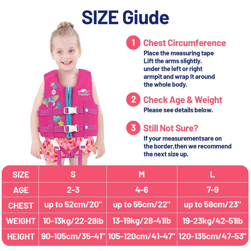 Kids Swim Vest -Baby Swimming Jacket Printed Float Swim Vest Buoyancy Swimwear with Adjustable Safety Strap, Suitable for 2-9 Year Butterfly L/7-9 Years - BeesActive Australia