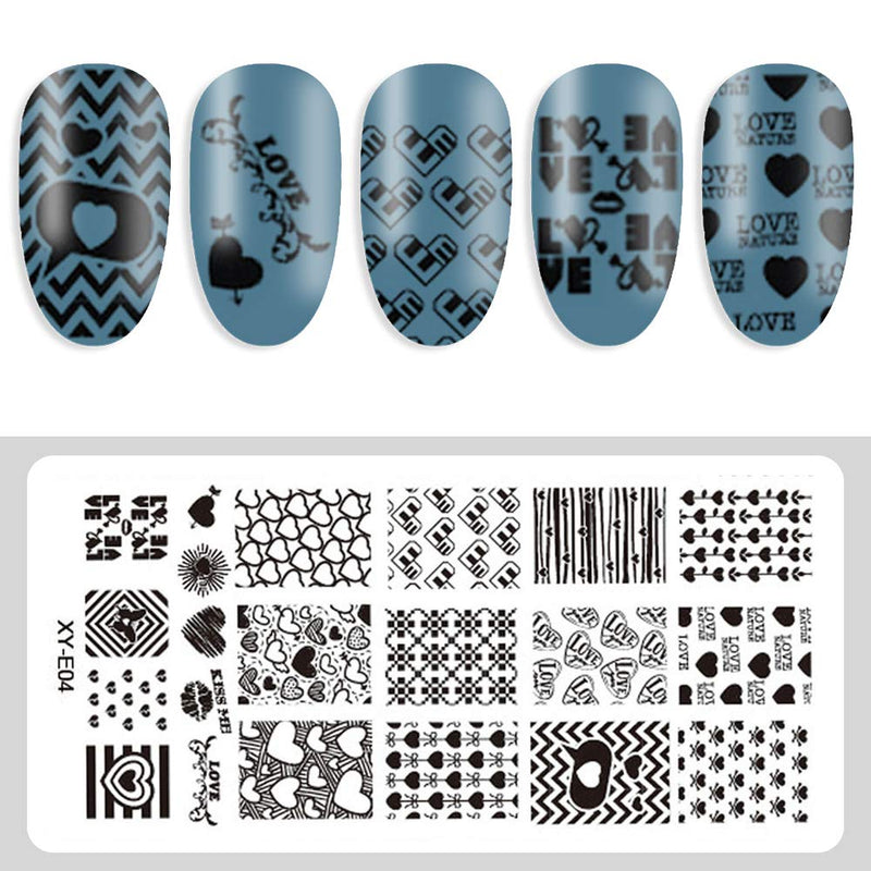 DANNEASY 6Pcs Nail Stamping Plate Set 1Nail Stamper 1Scraper + 1Storage Bag Nail Stamp Plate Template Image Stencil Manicure Tools Kit 1 - BeesActive Australia