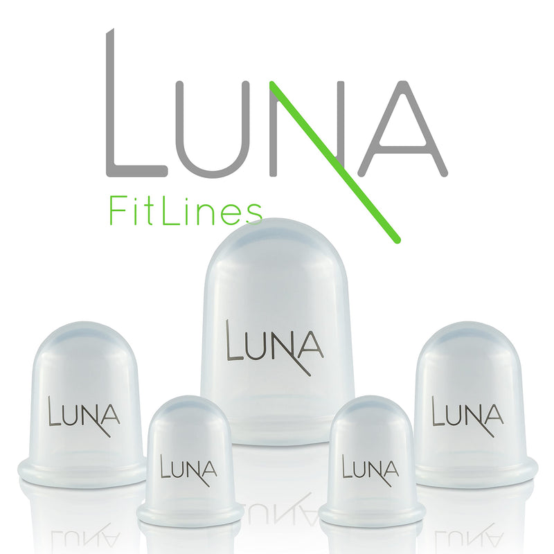 LUNA FitLines - Cupping Therapy Set - 5 Premium Silicone Massage Cups in Different Sizes - Application Book Included - cupping cups to end tension - Anti-Cellulite Cups, cupping set, cupping set 5 St�ck (1er Pack) - BeesActive Australia