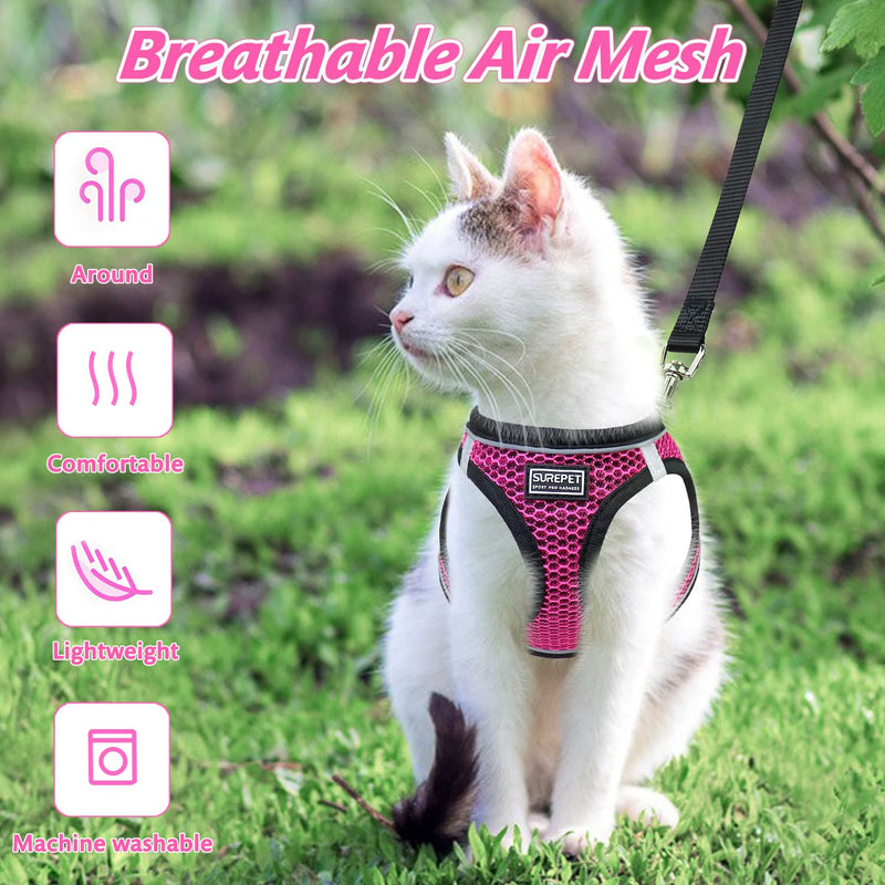 nanappice Cat Harness and Leash for Walking,Escape Proof Saft Adjustable Kitten Vest Harnesses for Cats,Easy Control Soft Breathable Reflective Strips XS Pink - BeesActive Australia