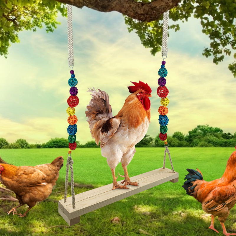 Chicken Swing,Chicken Perch,Wood Stand for Chick,Ladder Toys for Bird,Handmade Coop Swing for Chicken Bird,Parrot,Hens,Small Parakeets,Cockatiels,Macaws,Large Pet, Safe and Relief of Stress - BeesActive Australia