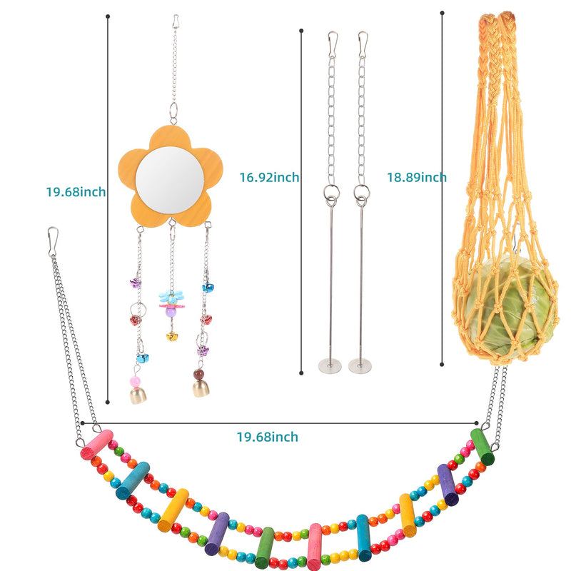 KAKUNM Chicken Toys for Coop 7PCS | Chicken Xylophone | Chicken Swing Set | Chicken Mirror Toy | Chicken Flexible Ladder | Chicken Vegetable String Bag and Hanging Feeder - BeesActive Australia