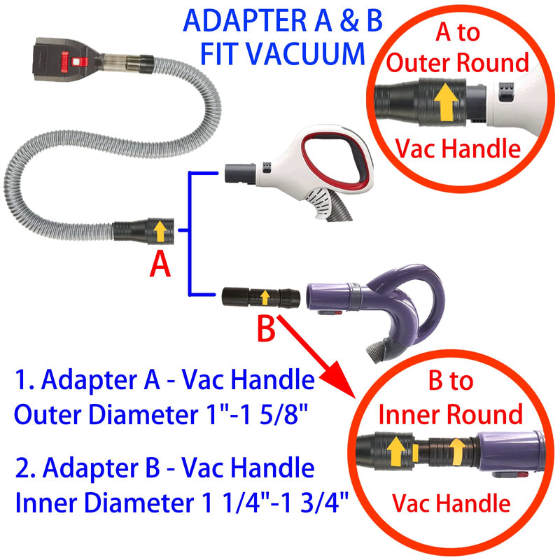 Pet Brush Vacuum Groomer Attachment - Shedding Deshedding Grooming Tool Hair Remover Great for Dogs Cats Fur, Groom Comb as Undercoat Removal, Extension Hose Adapters for Most Vacuum Cleaners - BeesActive Australia