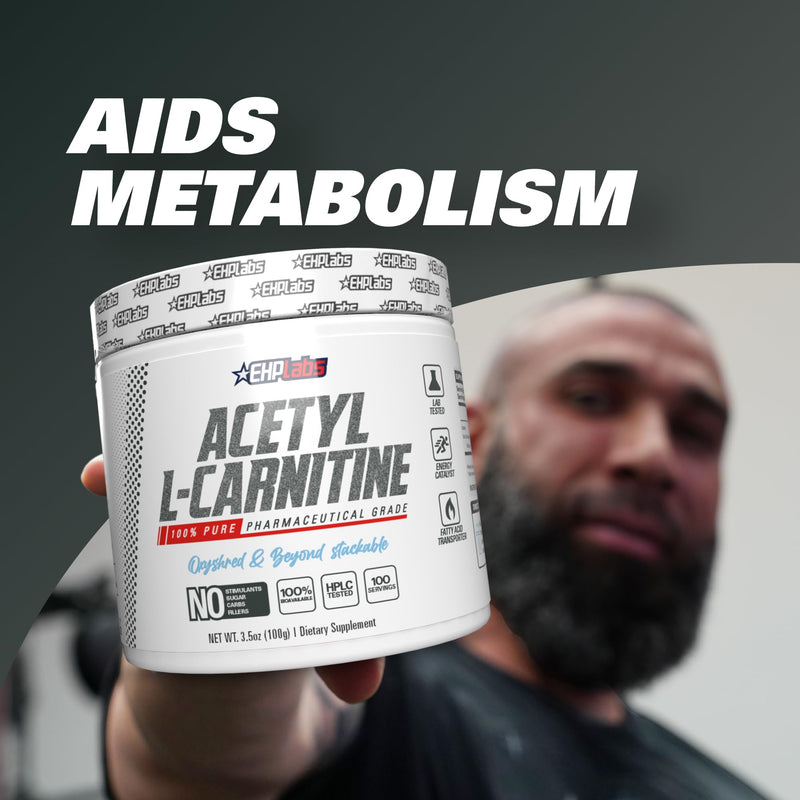 EHPlabs Acetyl L Carnitine Powder, Supports Natural Energy Production, Supports Metabolism, Assists in Healthy Brain Function, Supports Heart Health, Vegan, Gluten Free, Non GMO, 100 Serving, 500g - BeesActive Australia